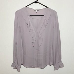Joie Lavender Ruffle V-Neck Blouse
